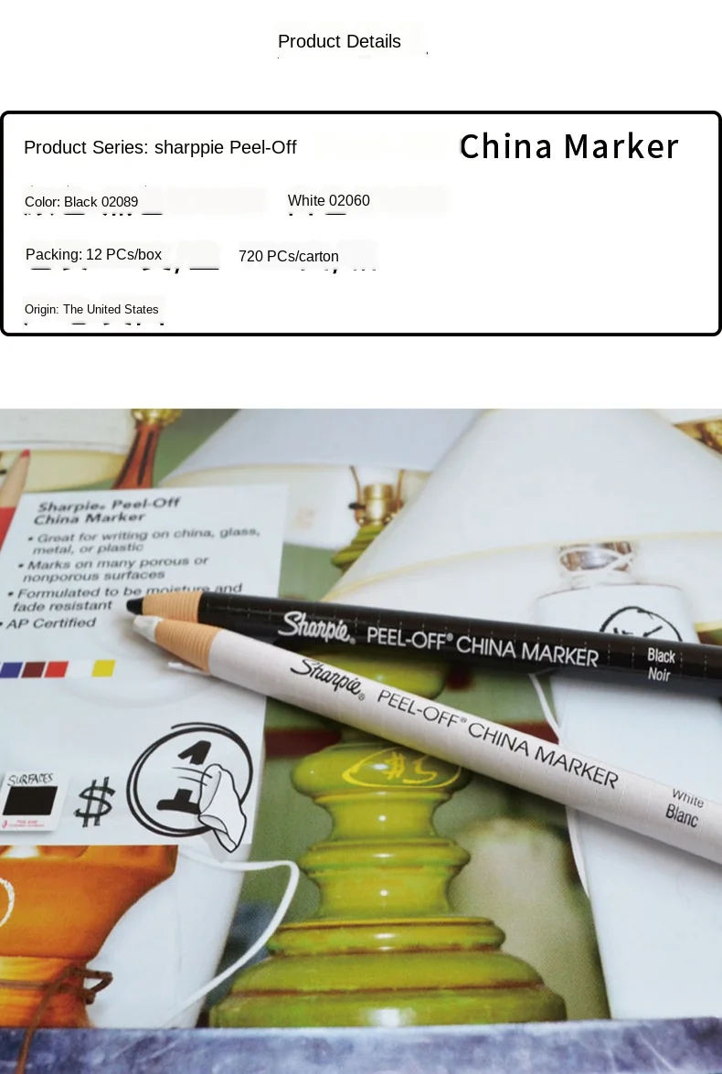 Sharpie Peel Off China Markers Pencils Crayons Chinagraph Grease Wax
