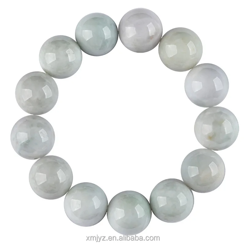 

Certified Grade A Natural Myanmar Jadeite 18Mm Green And White Bracelet Ice Jade Beads Bracelet Men's Bracelet Jade