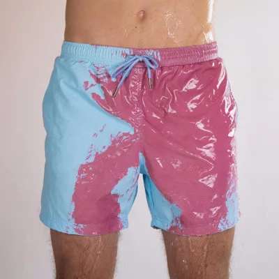 

Men Beach Short Change Color Beach Pant For Child Quick Dry Temperature Discoloration Male Gym Summer Swimming magic Shorts, 8 color as the pictures show