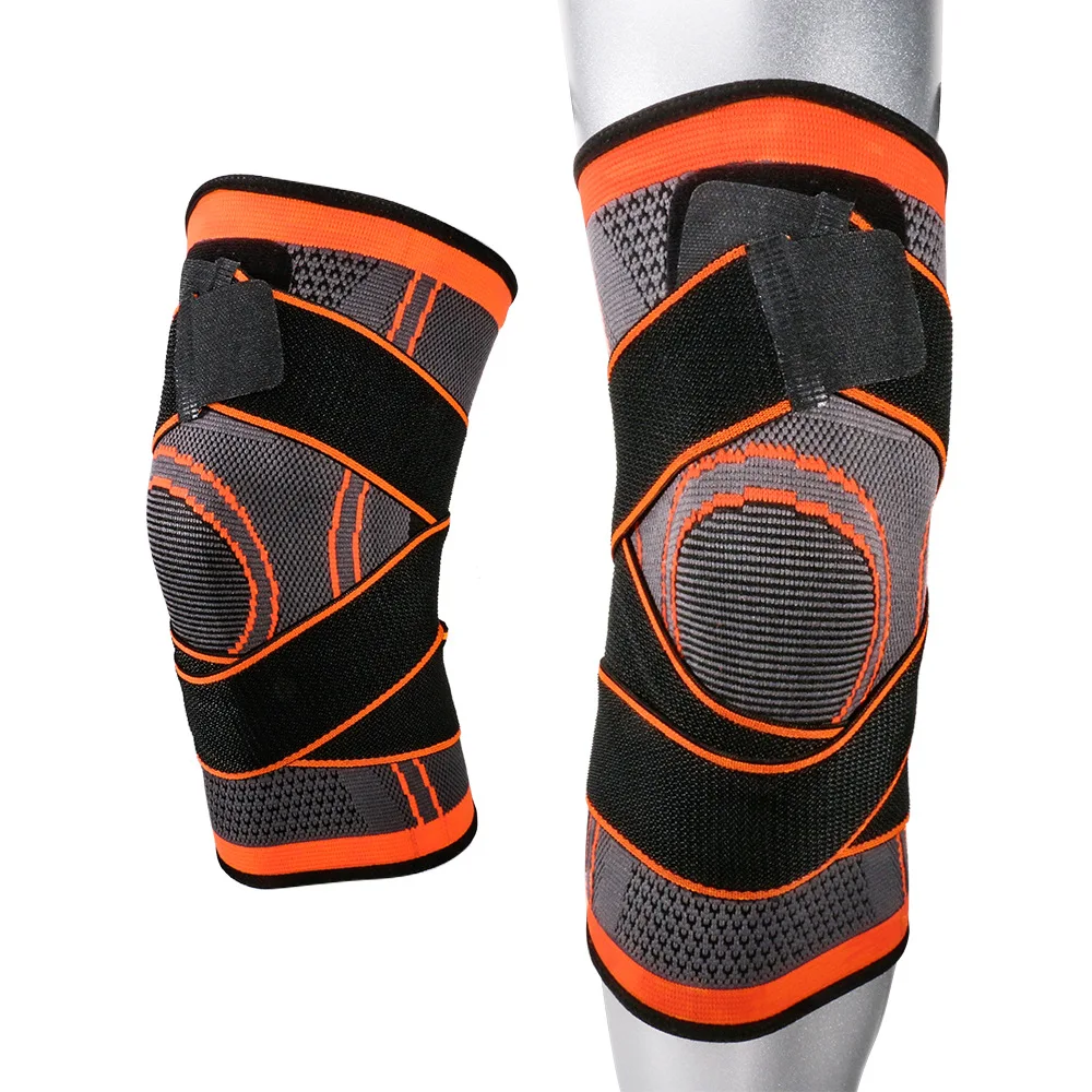 

2021 New Style 3D Weaving Compression Knee Sleeve Brace for Men & Women, Kneepad Support with Adjustable Strap for Pain Relief, Black+orange+green