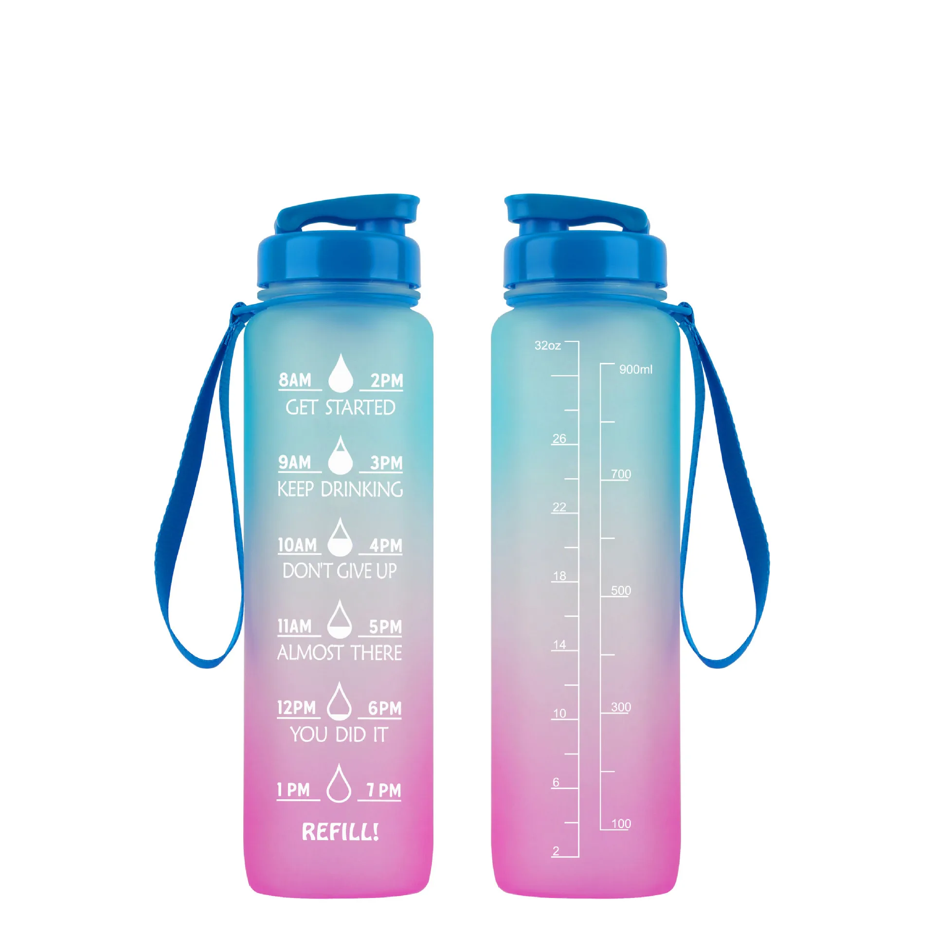 

Motivational Fitness Workout Plastic Tritan Water Bottle With Motivational Marker Plastic Water Bottle Measurements 1000ml/32OZ, Sky bule/black/pink/green