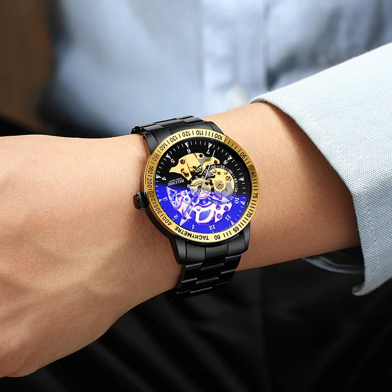 

2021 New Mechanical Automatic Mens Watches Top Brand Luxury Belushi Male Watch Waterproof Gold Business Watch Men Reloj Hombre, Multi colors