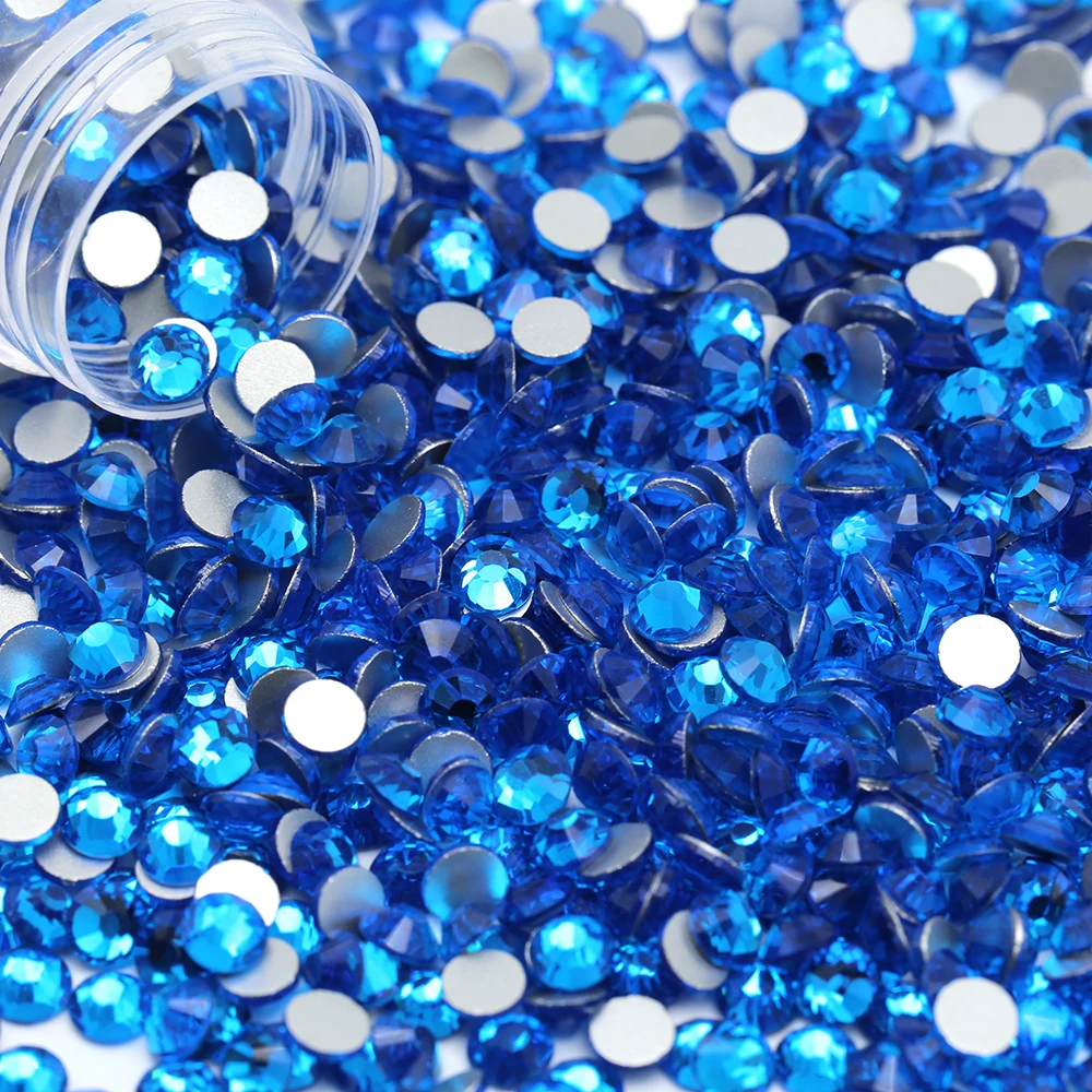 

SS3-SS50 Capri Blue Color Flat Back Crystals Glass Premium Non Hotfix Rhinestones For Crafts