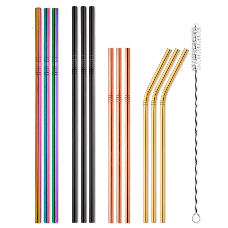 

Premeum Color Metal 304 Stainless Steel Straw With Cleaning Brush Pouch