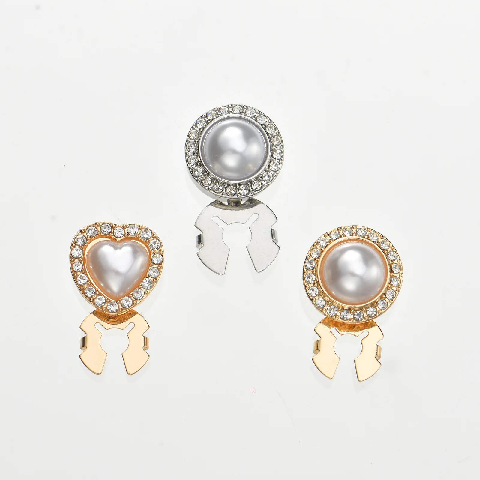 JFRB146 Fashion Pearl Heart Button Cover Elegant Cufflinks Fashion Jewelry Button Covers For Women Shirts