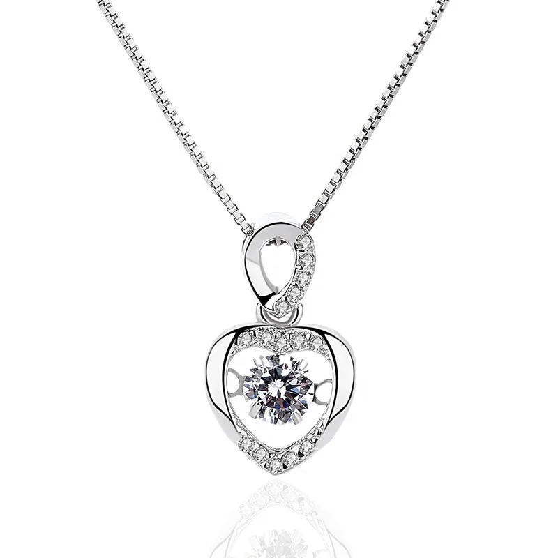 

Pure 925 sterling silver hollow heart shaped with cz pendant for necklace