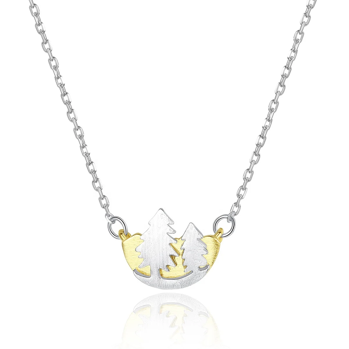 

Custom Logo Dainty Two Tone Plated 925 Sterling Silver Tree Necklaces for Lady