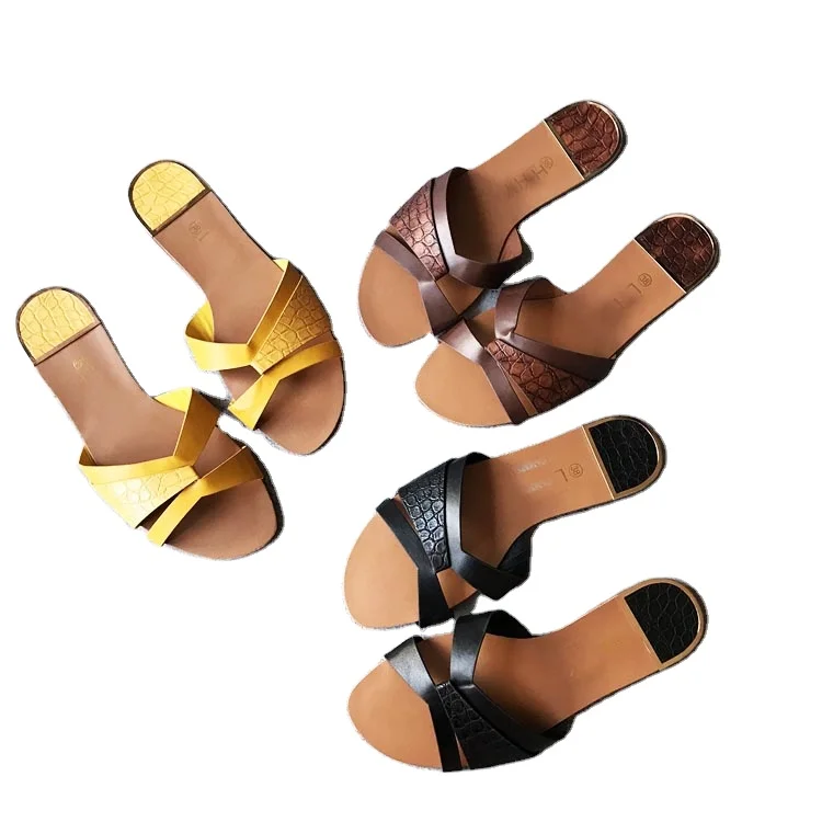 

Wholesale latest design cross upper flat slipper sandals shoes for women, As per require