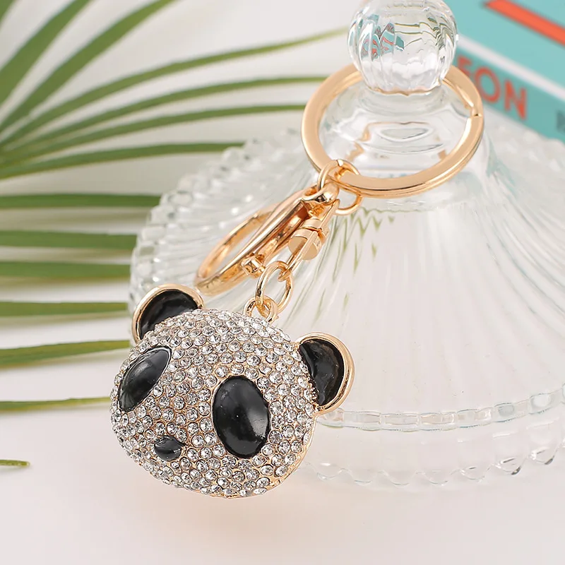 

Cute Rhinestone Panda Keychain Ladies Backpack Accessories Girl Ball Bag Hanging Pendant Tassel Keyring