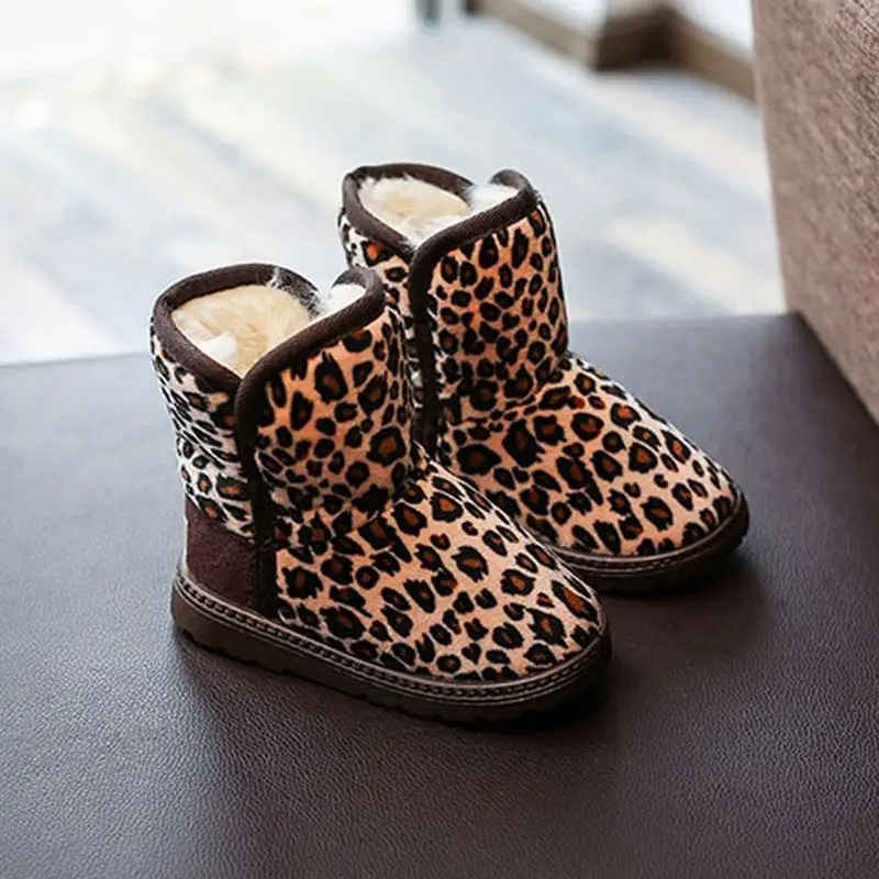

2020 Wholesale New Arrival Top Quality Winter Leopard Fur Ankle Children Boy Girl Kids Boots