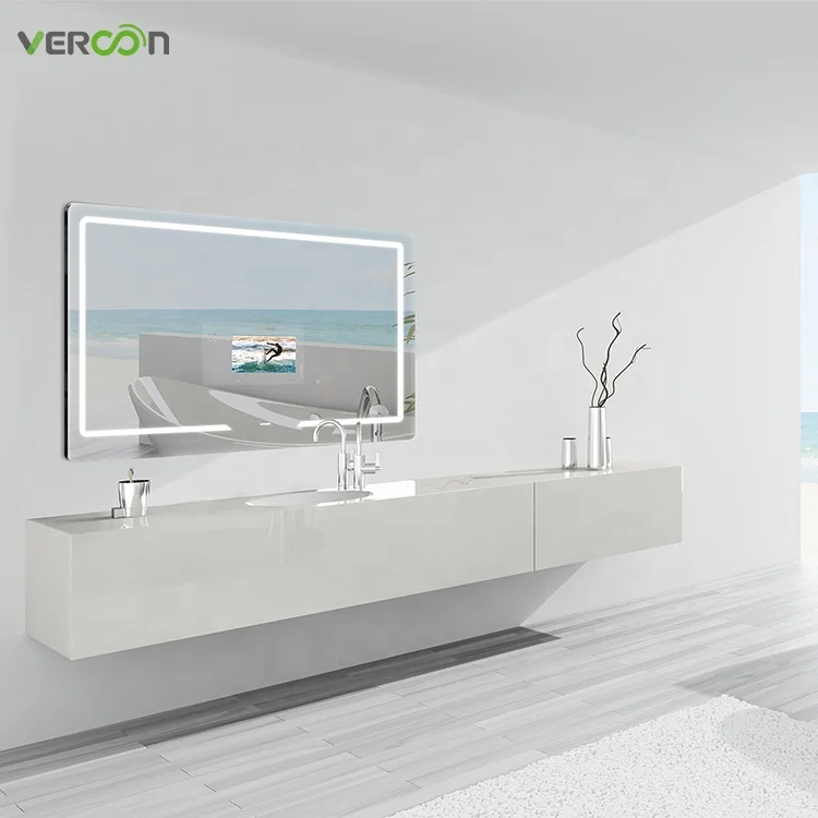 

China Factory Luxury sanitary smart mirror LED lighted TV mirrors for Villa hotel