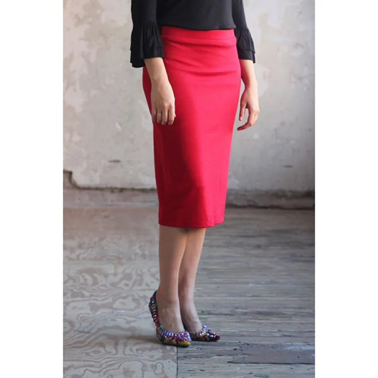 

Solid Stretchy Wholesale Ladies Casual Basic Elastic Bodycon Maxi Pencil Skirt Midi Knit Skirts For women High Waisted