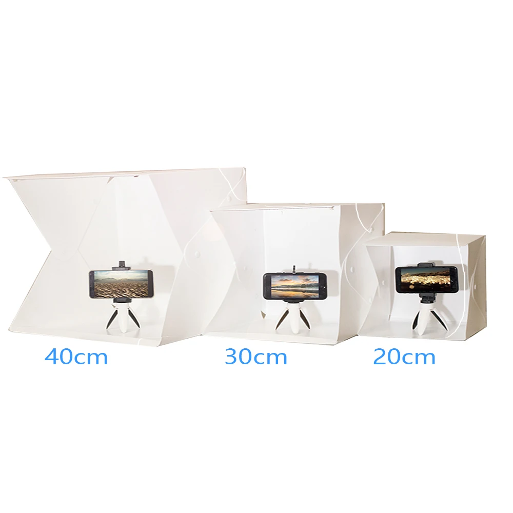 

Factory direct sale Portable foldkable LED mini photo studio light box Photography Studio for mobile or camera with, White