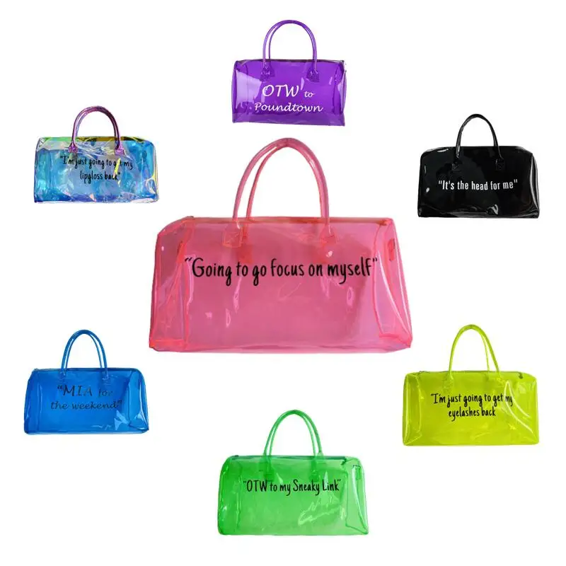 

Hologram PVC Weekender pvc clear duffle bag overnight duffle bags gym woman