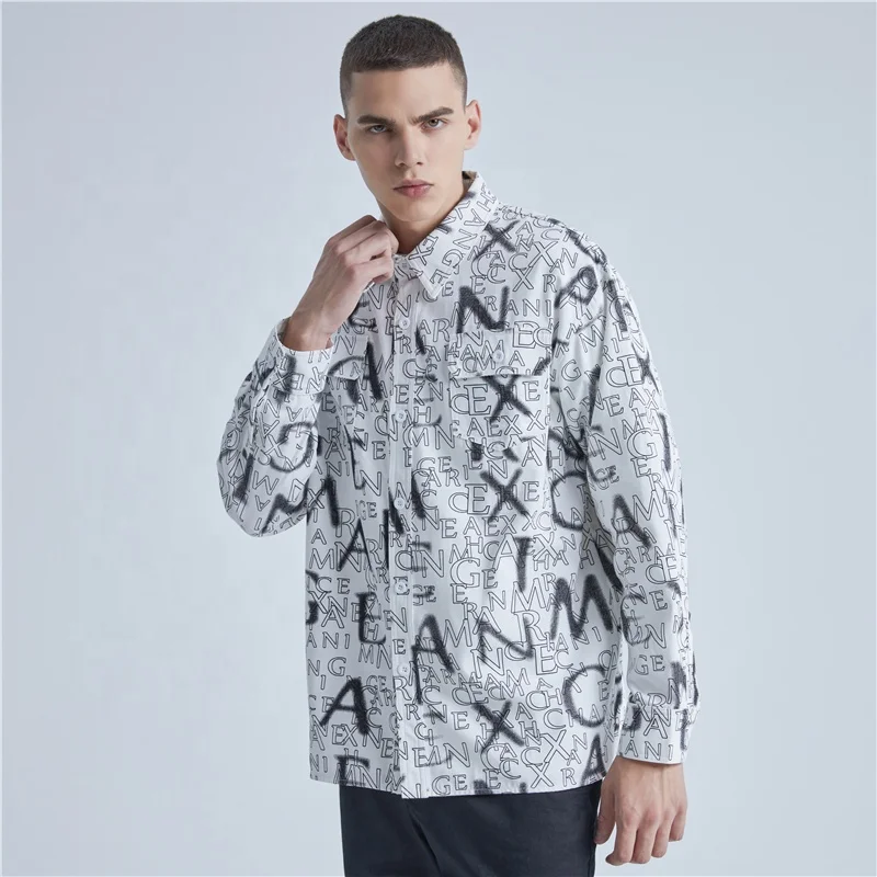 

New Design High Streetwear Letters Printing Oversized Men's Shirts