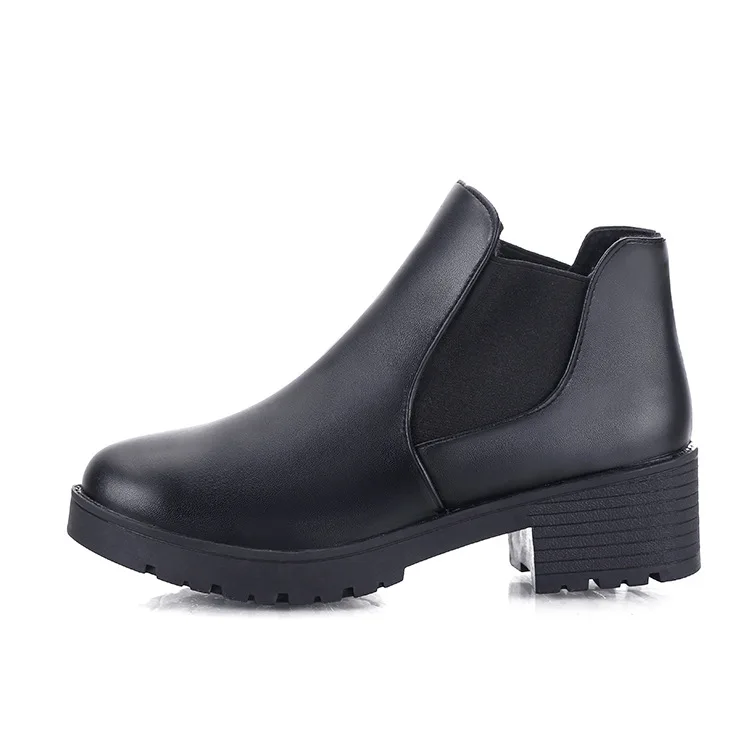 

Fashion Style Women's Fashion Boots Ankle Platform Boots Casual Thick Sole Ladies Shoes Black Shoe Box Pu Cotton Fabric