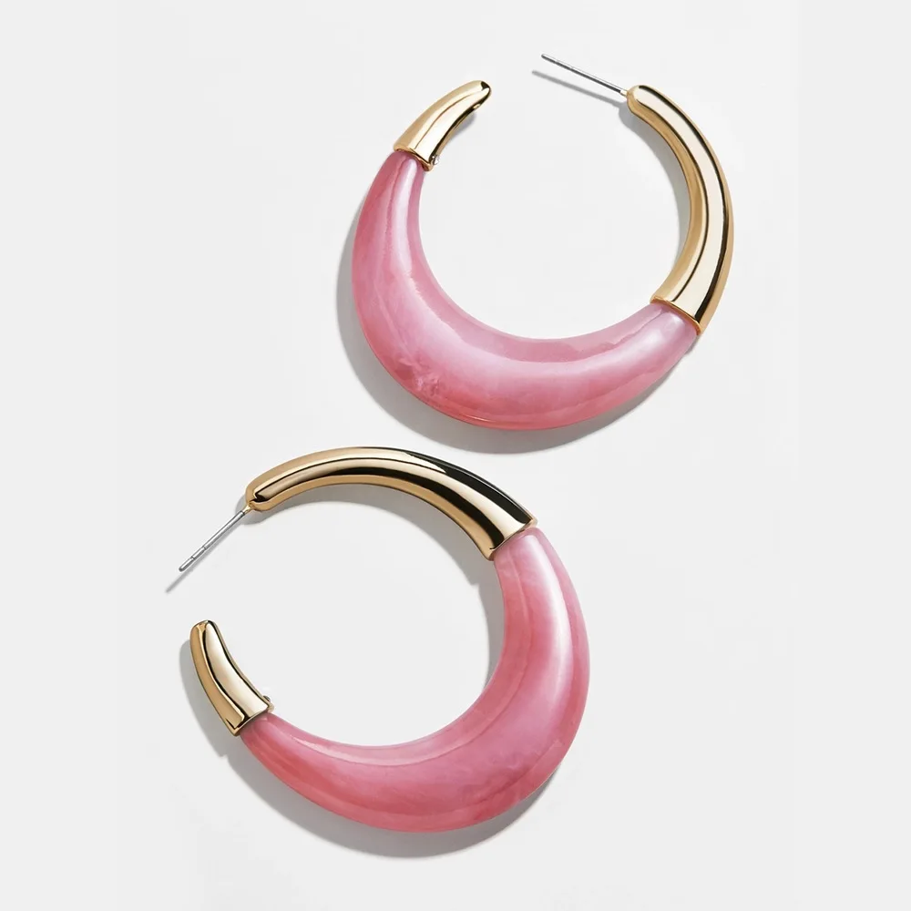 

Vintage Style Gold Plated Acetate Acrylic Big C Shaped Hoop Earring Colorful Resin Round Circle Earrings