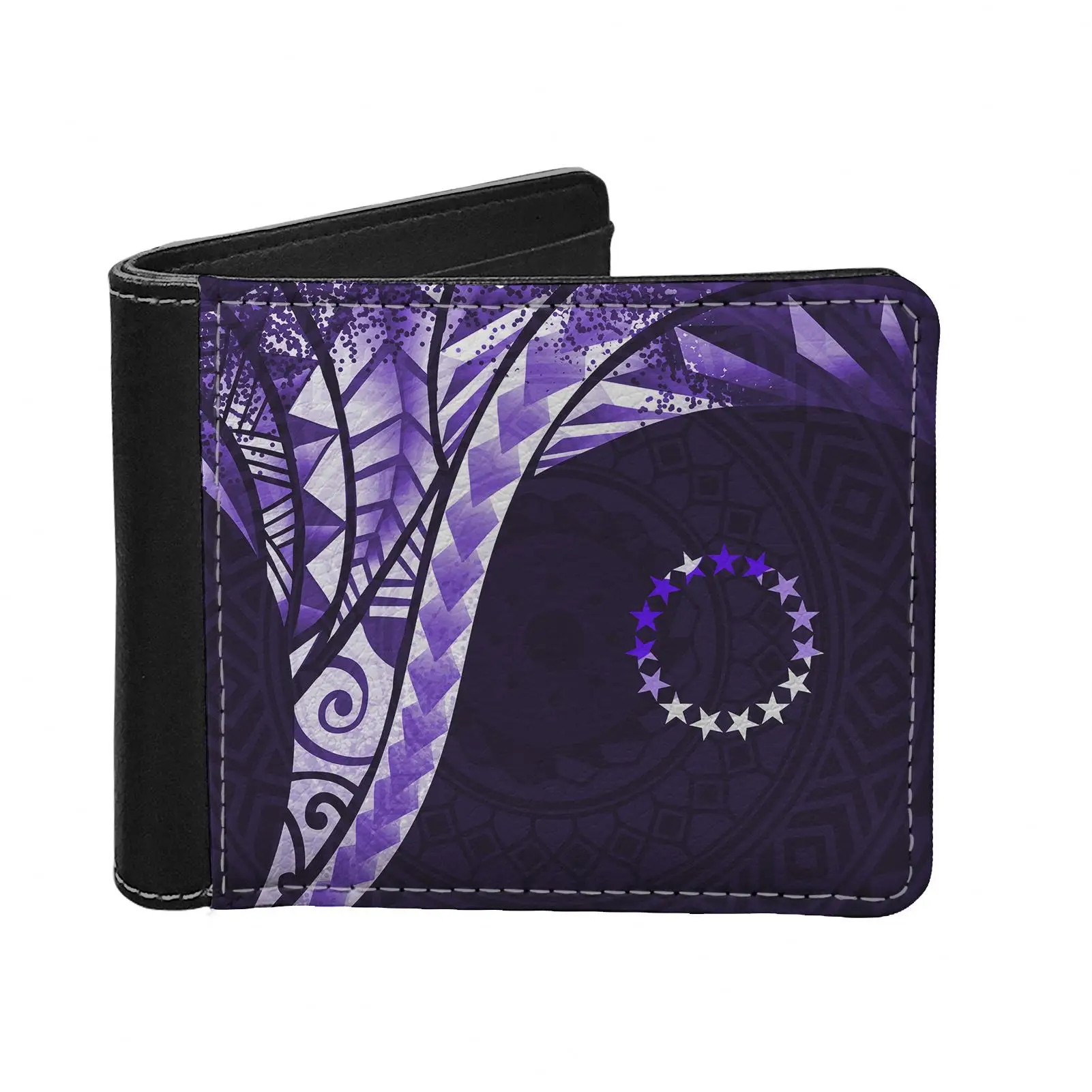 

Wholesale Luxury Wallet For Men Cook Islands Tribal Print Wallets Leather Men Card Holder Cheap Price Card Wallet For Men, Customized color