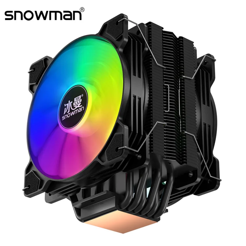

SNOWMAN 6 Heat Pipes CPU Cooler RGB 120mm PWM 4 Pin PC Radiator Quiet Intel LGA 1700 2011 1200 1155 1151 AMD AM4 CPU Cooling Fan