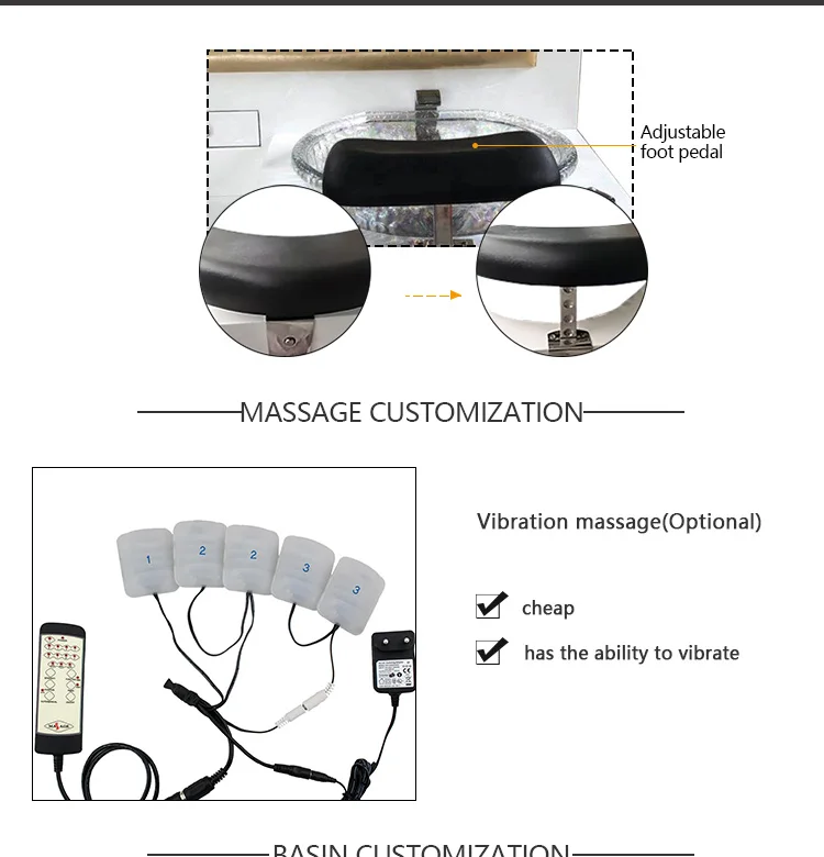 Color optional pu leather pedicure chair with drawers spa massage chair