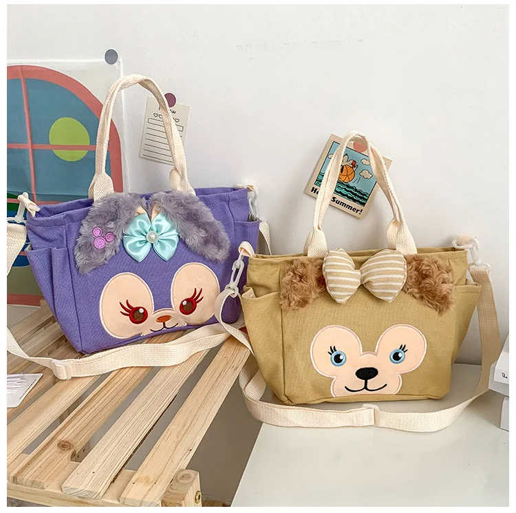 

High Quality Women Custom Crossbody Bags Carton Printing Plush Ears Canvas Shoulder Bags Handbags For Women