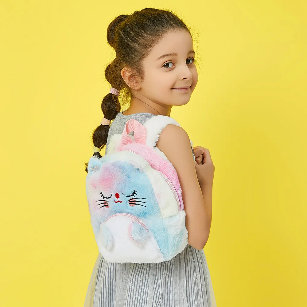 

JANHE unicornio mochilas escolares Young Girls Plush Fur Cute Small Bookbag Backpack Toddler Unicorn School Bag Kids Back Pack