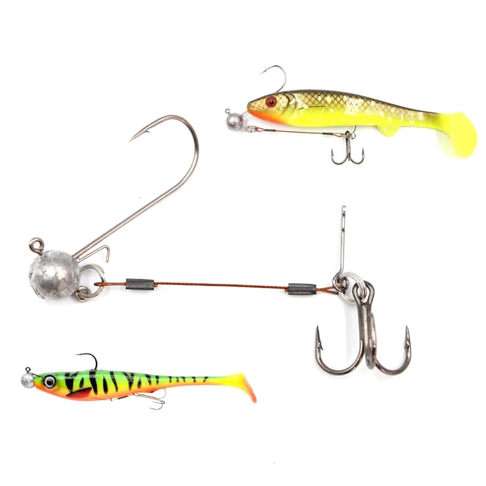 

Newbility Shakyhead Jig Mustad Hooks Pike stinger wire line treble hook line set, Original color