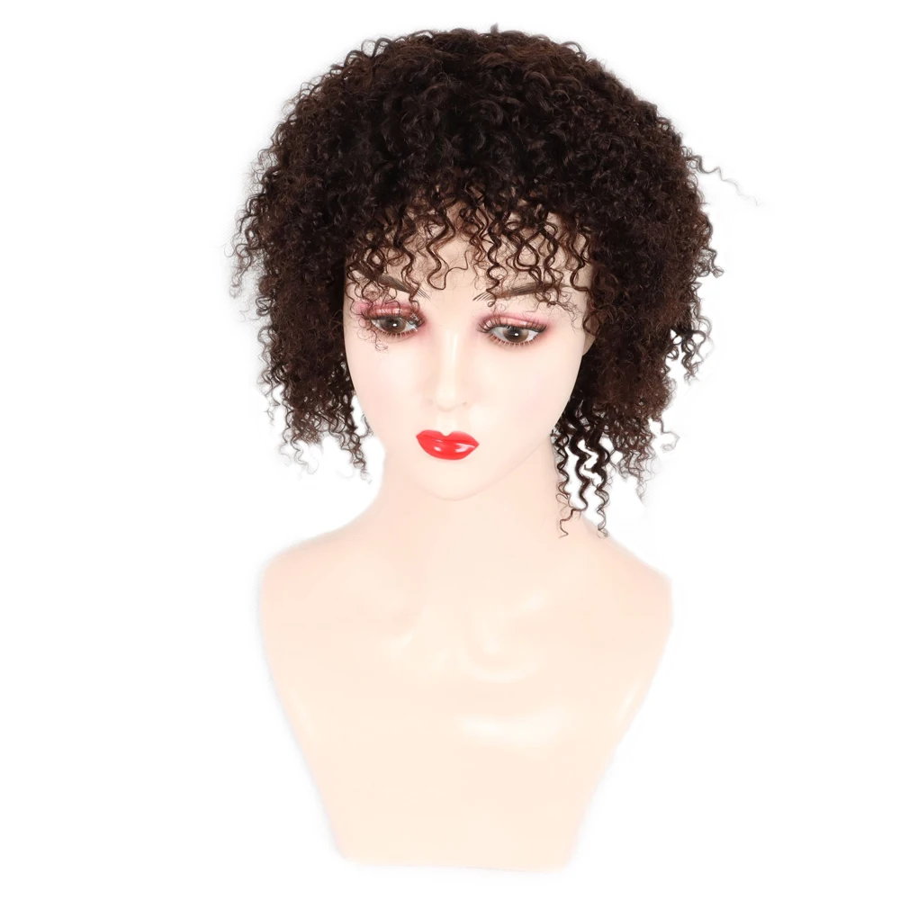 

short Mongolian afro jerry exotic italian spanish kinky curly wigs human hair lace front pixie blunt cut bob wig for black women, Ombre (can custom)