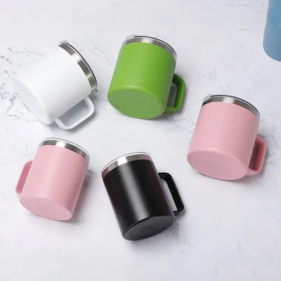 

New simple 304 stainless steel coffee mark beer with handle double-layer tea cup, Customized color