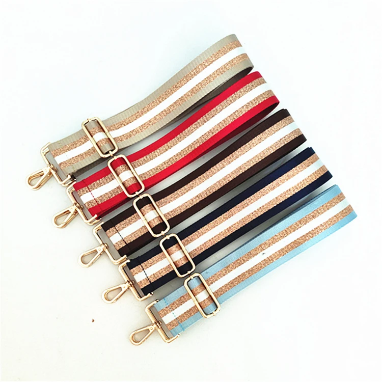 

Glitter Fashion 5cm Wide Gold Handbag Shoulder Bags Strap Belt , Adjustable Stripe Fabric Crossbody Bag Purse Chain Straps