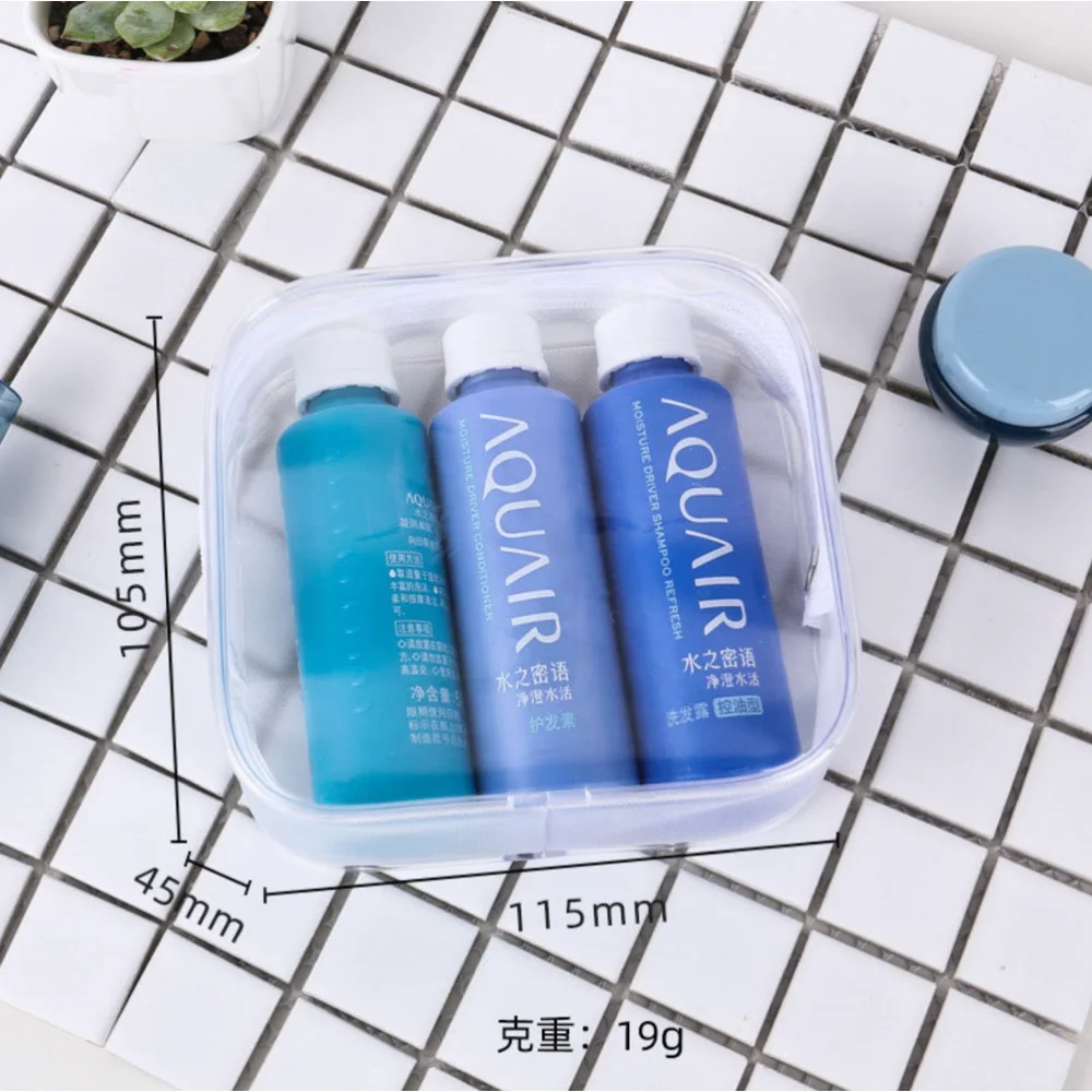 

Factory supply Low MOQ LOGO custom clear cosmetic travel bag