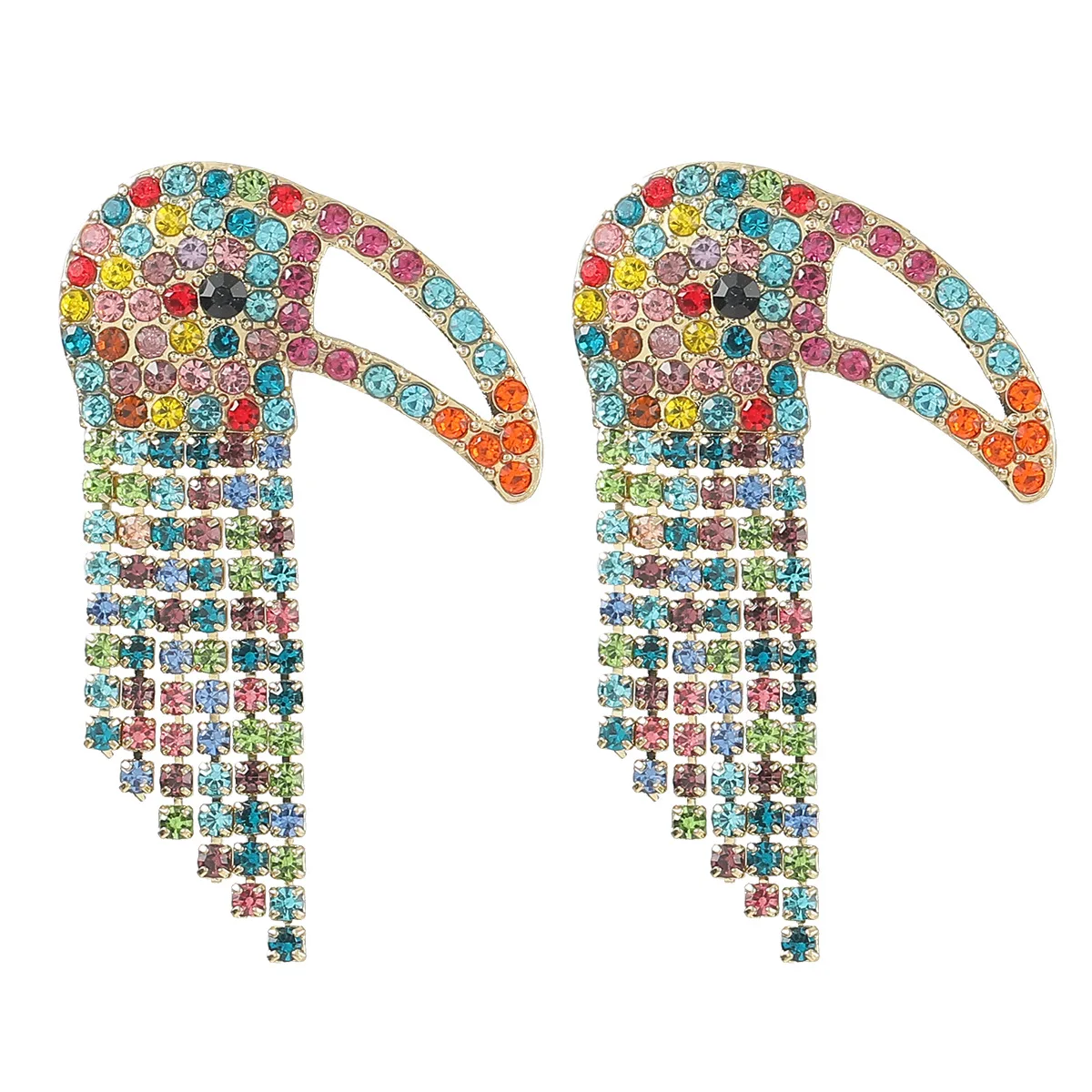 

Y&Y Fashion Design Sense Creative Personality Alloy Diamond Acrylic Toucan Tassel Female Fashion Rhinestone Earrings, Picture