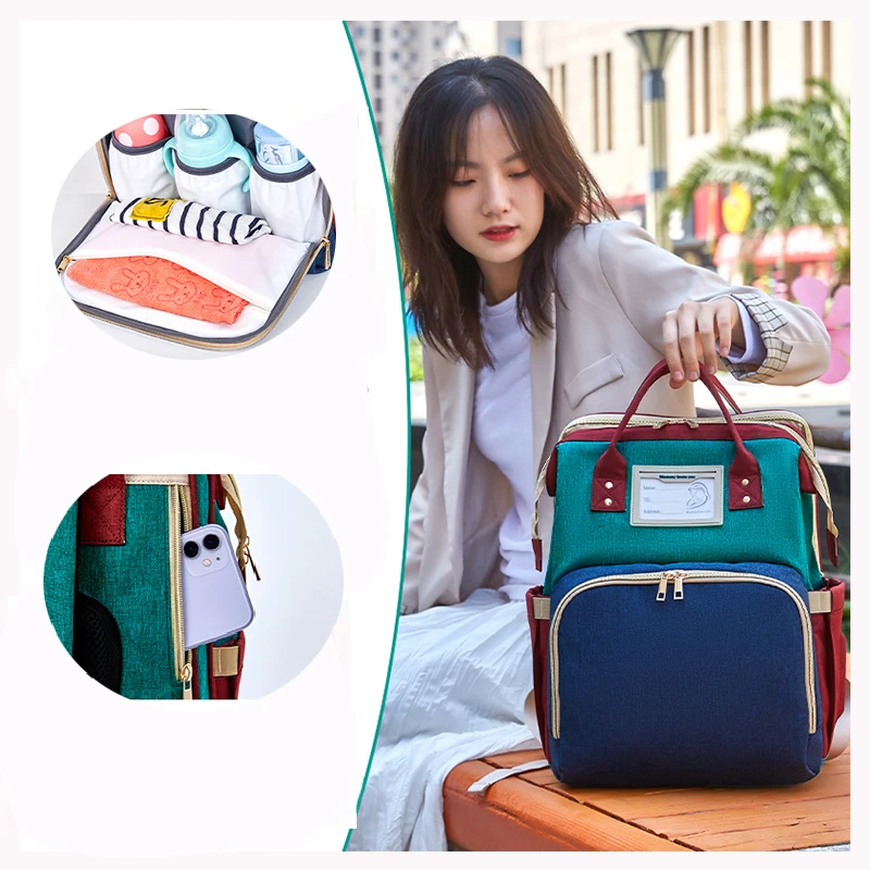 

Custom Waterproof Large Capacity Diaper Bag for Foldable Baby Bed Travel Mommy Diaper Bag Backpack, Black,purple,grey,deep blue,light blue,pink,green,green+blue