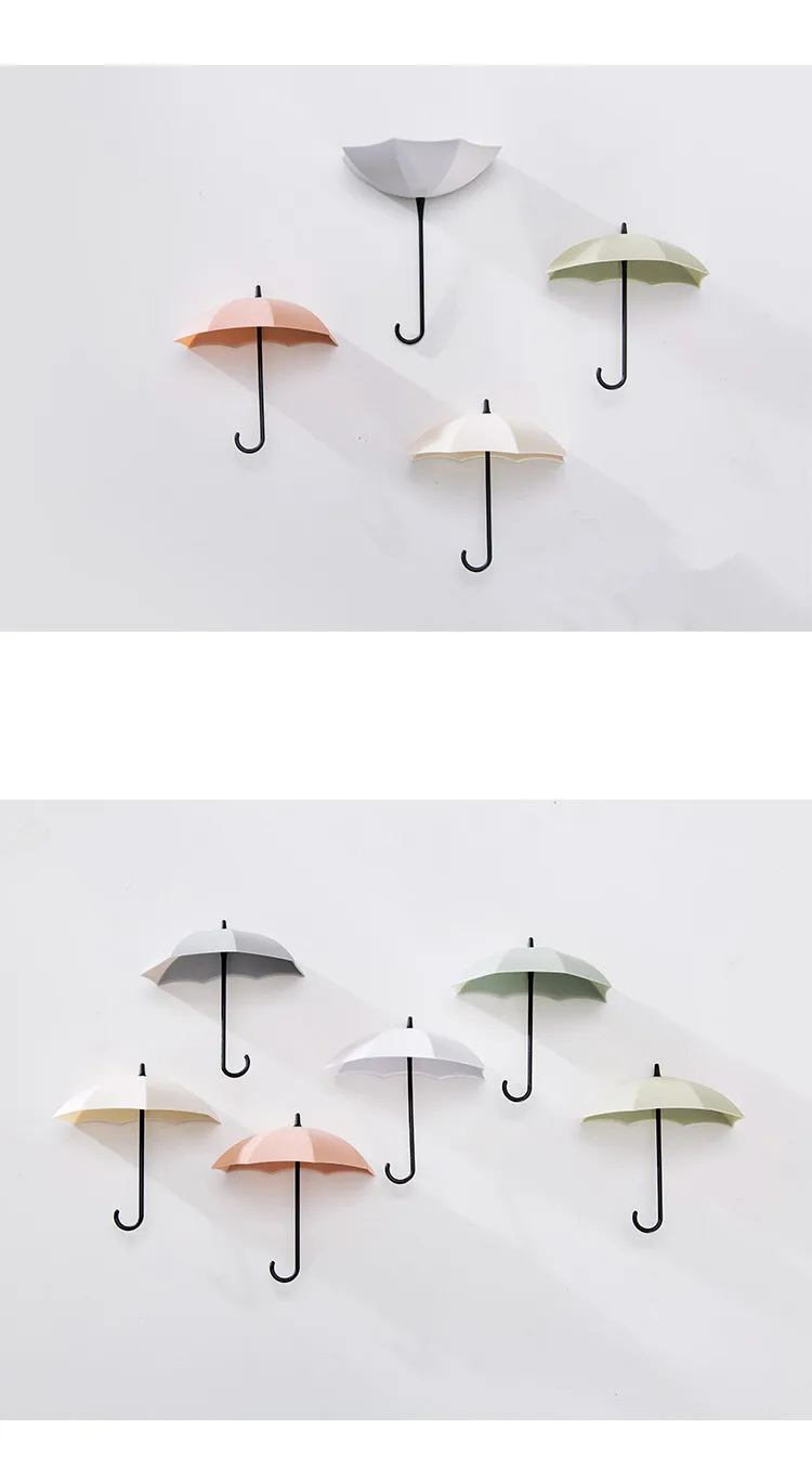 HOT 3Pcs Creative Umbrella Shape Wall Mount Hook Key Holder Hanging Ho FgP0UKSLD 