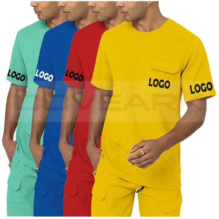 

Plus Size Men Custom Best Selling Stylish Oversized Hip Hop Colorful Short Sweat Suit Outfits 2 Piece Men's Summer T-shirts Set