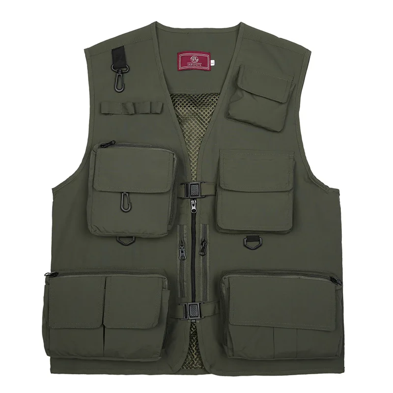 

Wholesale Multi-pockets Photography Travel Hunting Waistcoat Jacket Unisex Breathable Fishing Vest for Adults, Red, black, army green