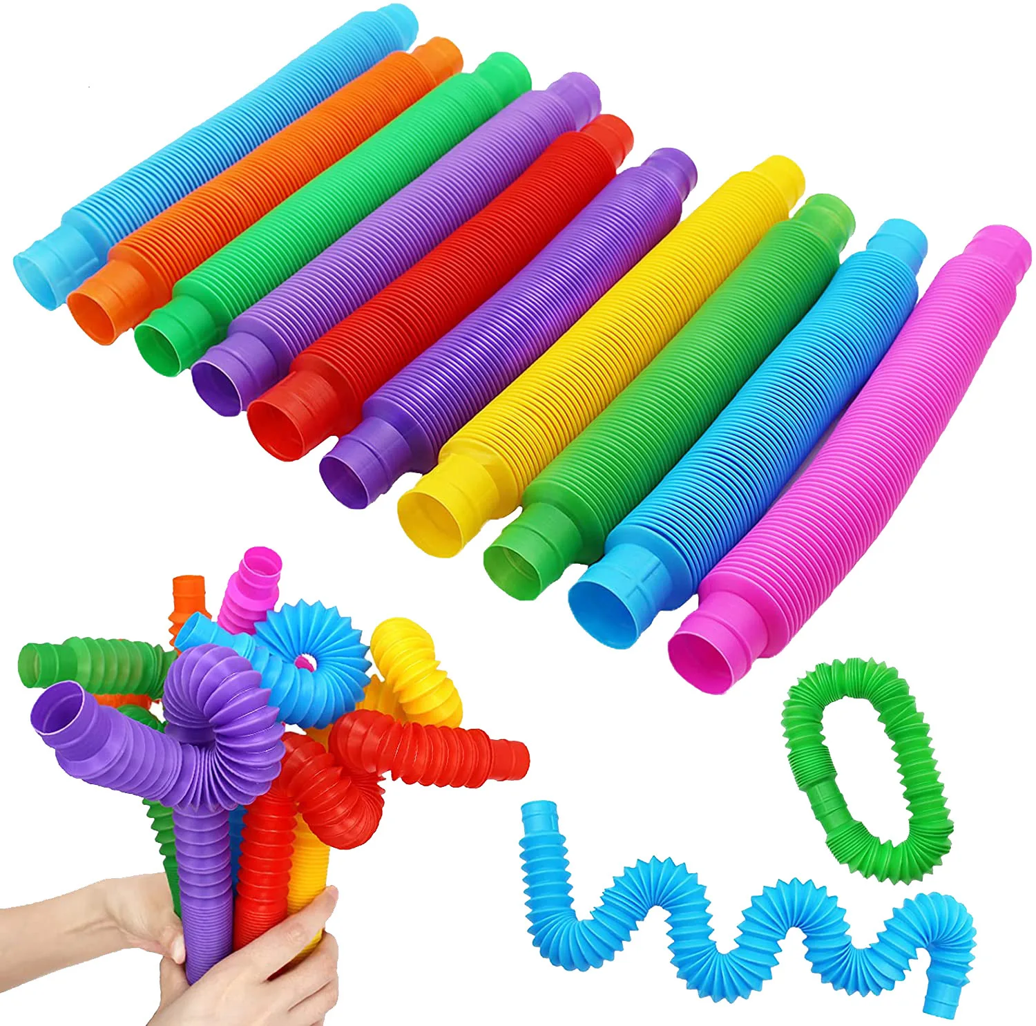 

Wholesale colorful DIY building plastic fidget sensory tools pop tubes pipe sensory Anti-Anxiety toys for kids stretch