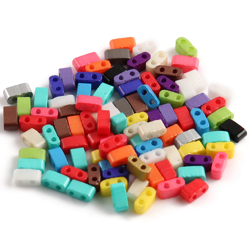 

Fashion Wholesale Bulk Mixed Color Double Hole Acrylic Miyuki Tila Beads for Making Bracelet DIY