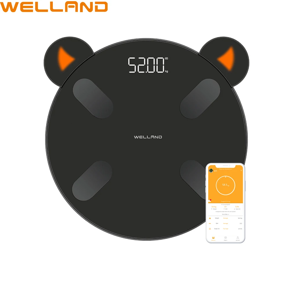 

Welland good selling 180KG household Blue tooth weight measuring smart body fat scale