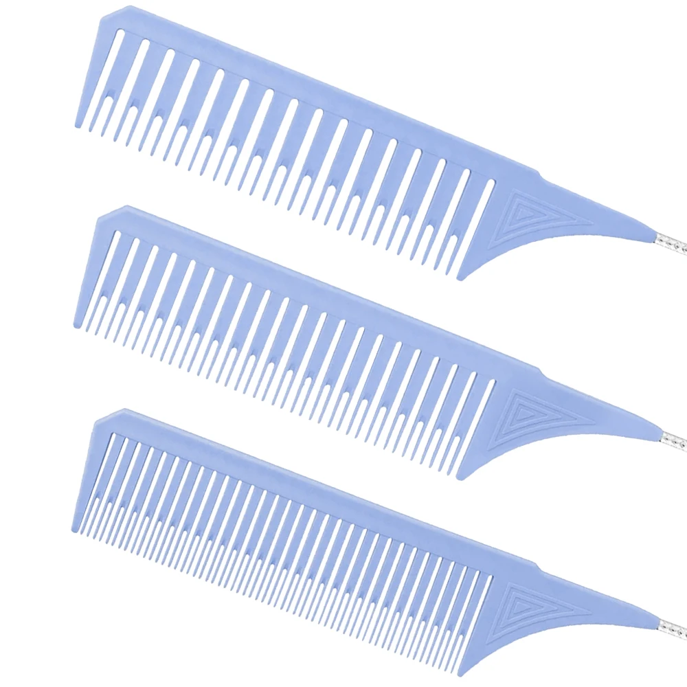

Private Label 3 Sizes Premium Comb For Hair Highlighting Teasing Carbon Comb Set Weaving Styling With Rat Tail Parting Comb