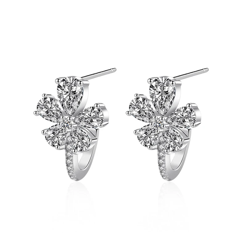 

Wholesale 925 Sterling Silver Cubic Zirconia Earring Flower Shape Stud Earring for Women