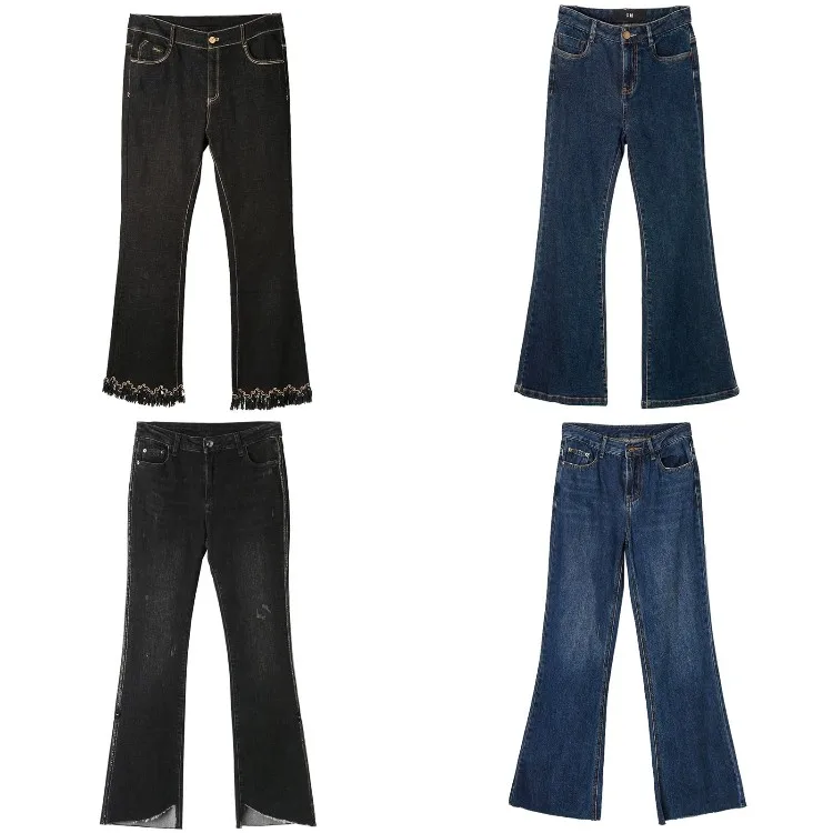 

Women Fashion High Waist Wide Leg Pants Bell Bottoms Ladies Flare Jeans