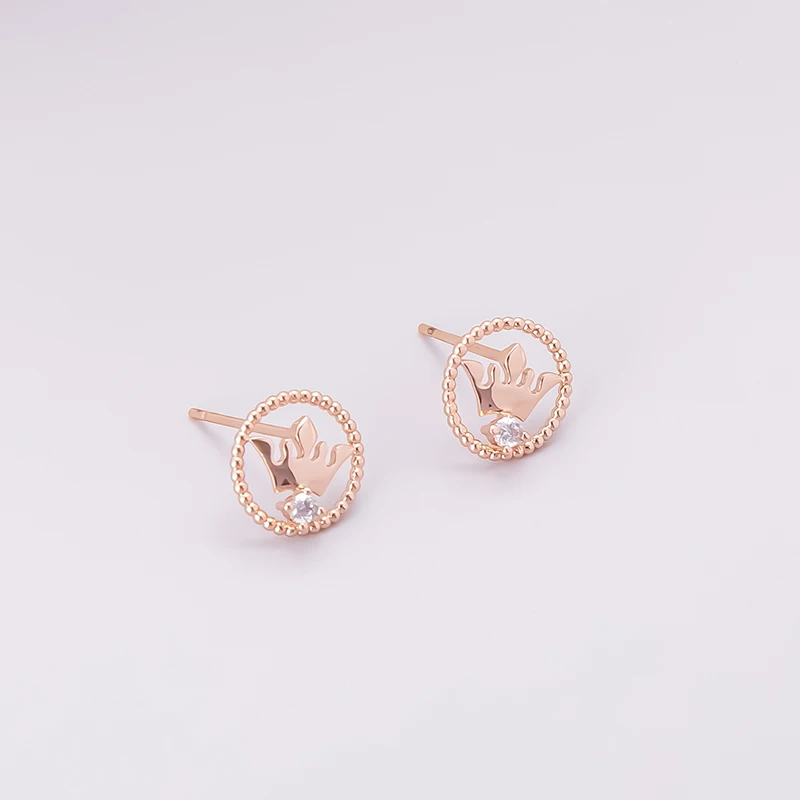 

YE10115 Italina Factory Cute Crown Clear Cubic Zirconia High Quality Rose Gold Plated 925 Sterling Silver Brass Stud Earrings