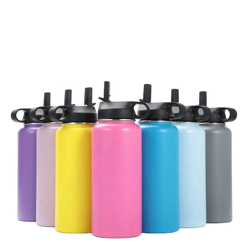 

Wholesale 18oz 32oz 40oz hydro double wall hydroflask bottle straw lid vacuum flask insulated stainless steel water bottle