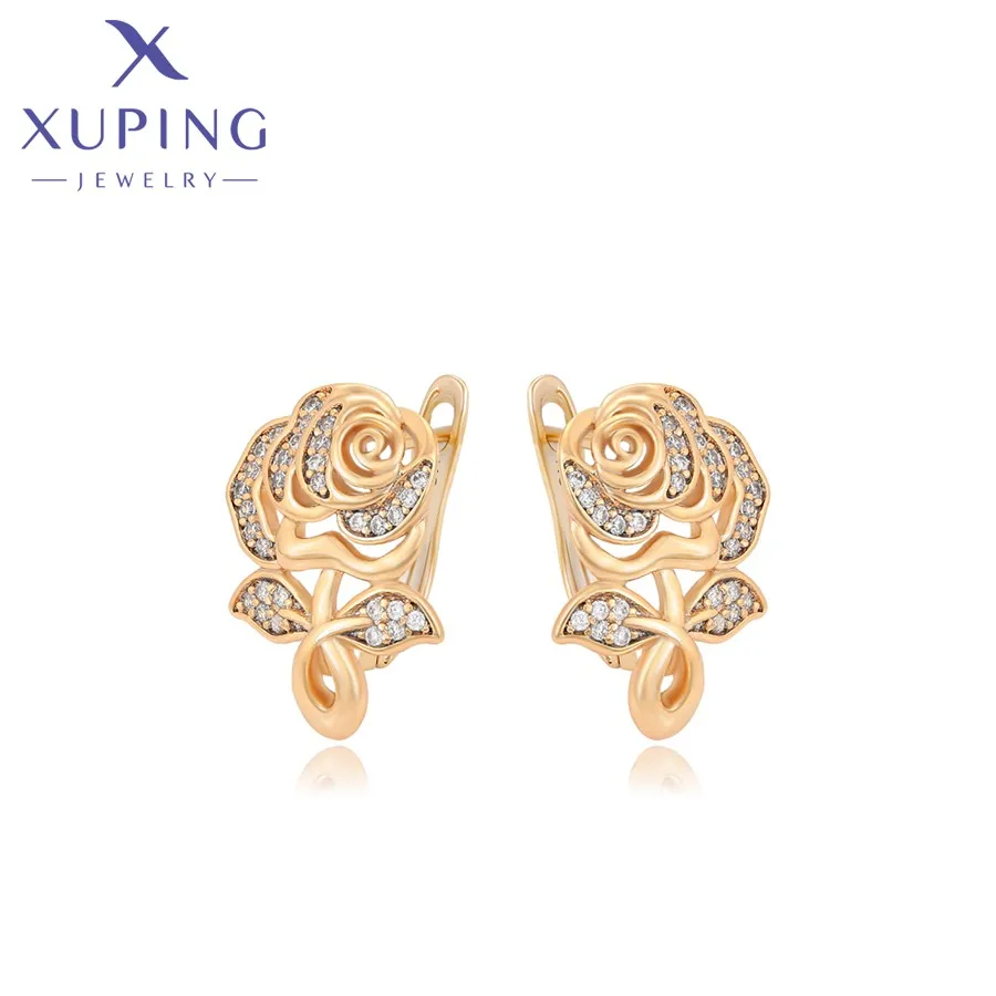 

X000639575 Xuping Jewelry Fashion Exquisite Diamond Rose Style 18k Gold Jewelry Earrings Women Earrings