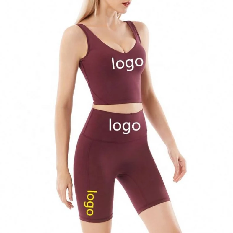 

Wholesale Custom Logo Summer Women 2 Piece Short Set Outfits Crop Top Yoga And Fitness Shorts Workout Sets, Customized colors