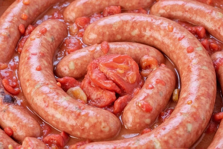 Man stuffing sausage meat into casings using a hand crank meat grinder