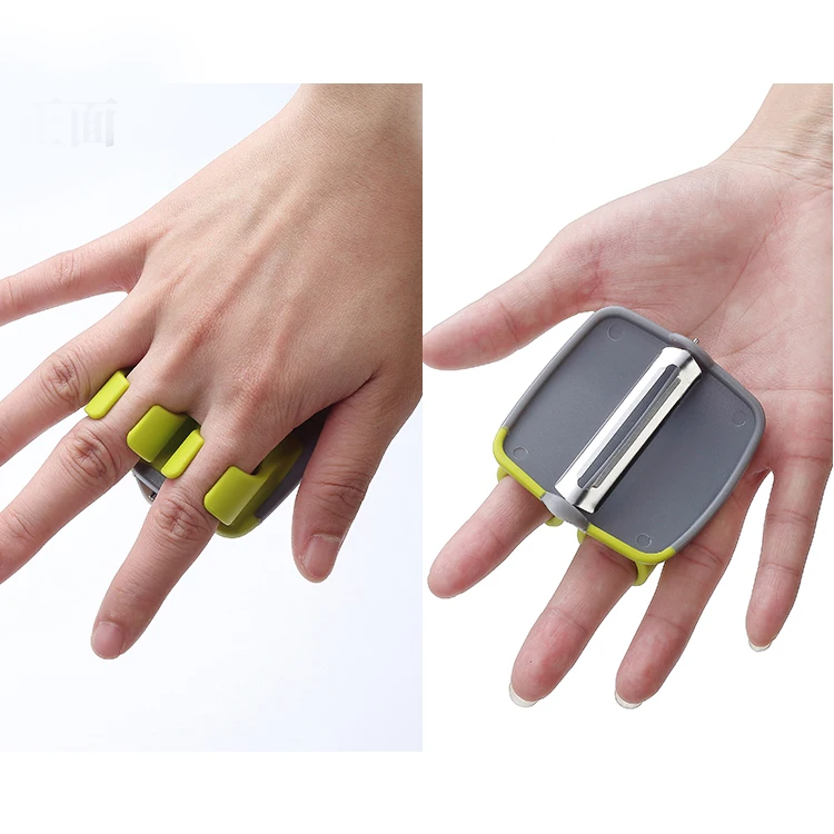 

HelloWorld Smart Kitchen Gadget For Home Plastic Stainless Steel Double Finger Apple Fruit Palm Peeler For Potato Vegetable