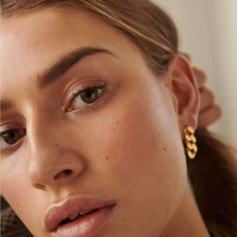 

High End 18K Gold Plated Color 316l stainless steel link Drop Earring