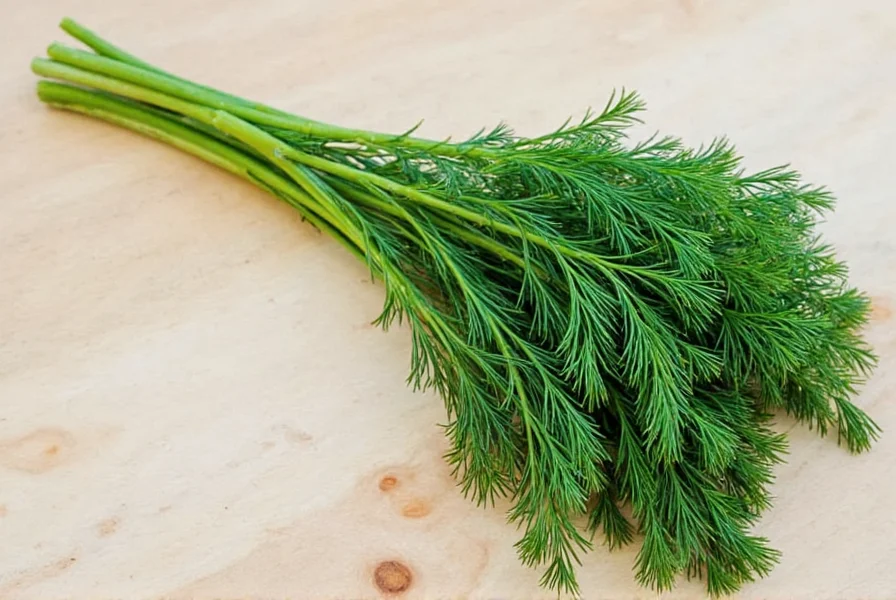 Comparison of fresh dill and dried dill side by side